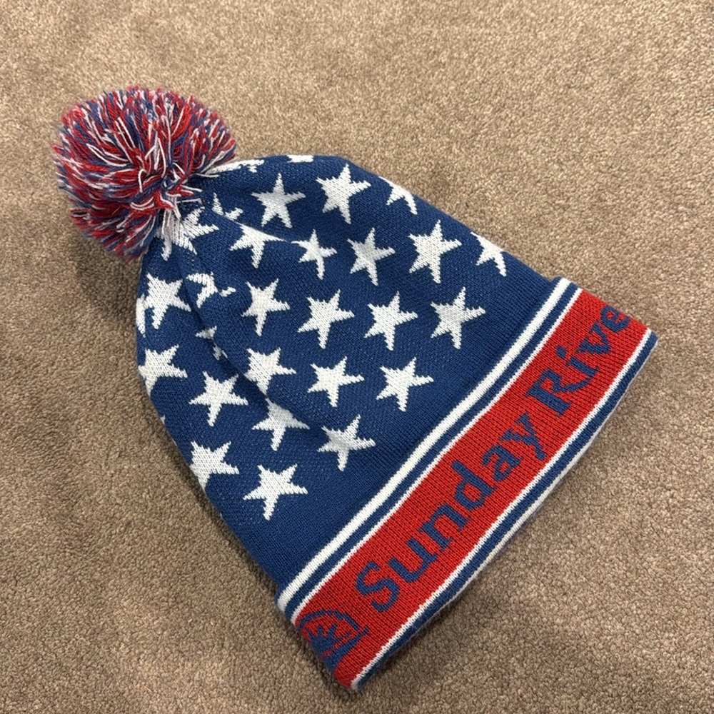 Red White & Blue Sunday River Pom Beanie